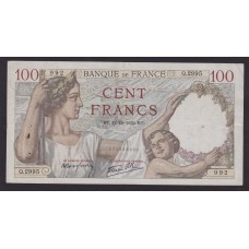 FRANCIA 1939 BILLETE DE 100 FRANCOS SEGUNDA GUERRA MUNDIAL